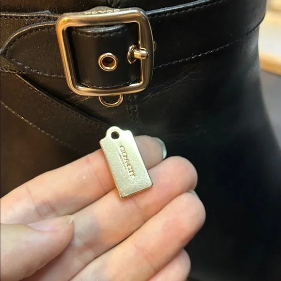 Coach Black Leather Boots with Buckle - Picture 6 of 7